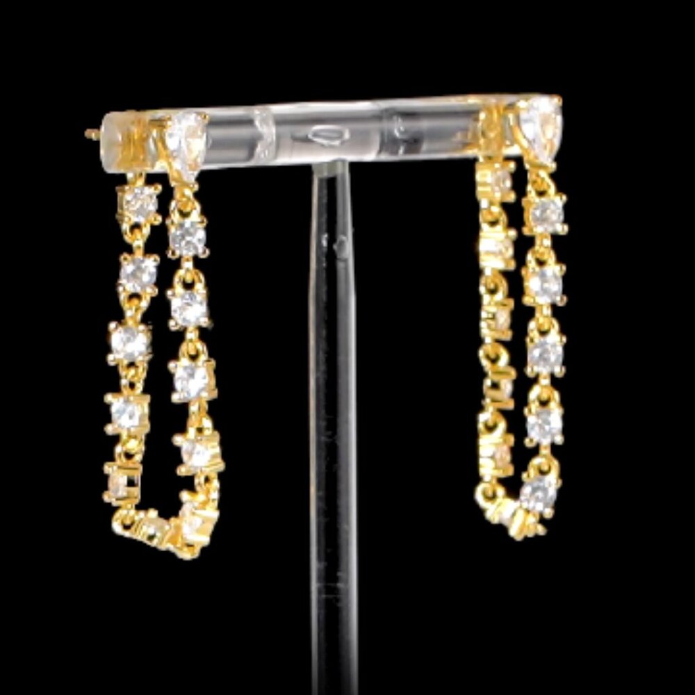 Lustro Stella Finest CZ Huggie Hoop Chain Earrings - Picture 3 of 4